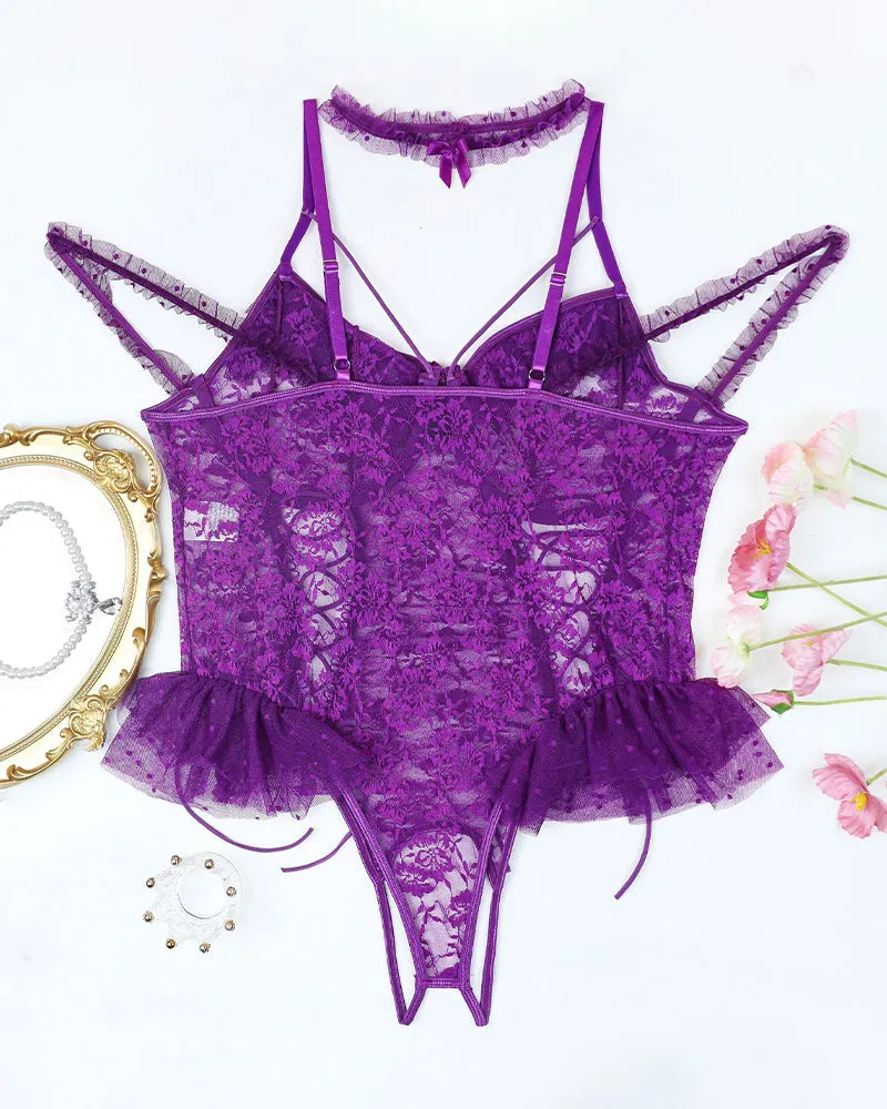 2 Packs Plus Size Sheer Lace Bodysuits