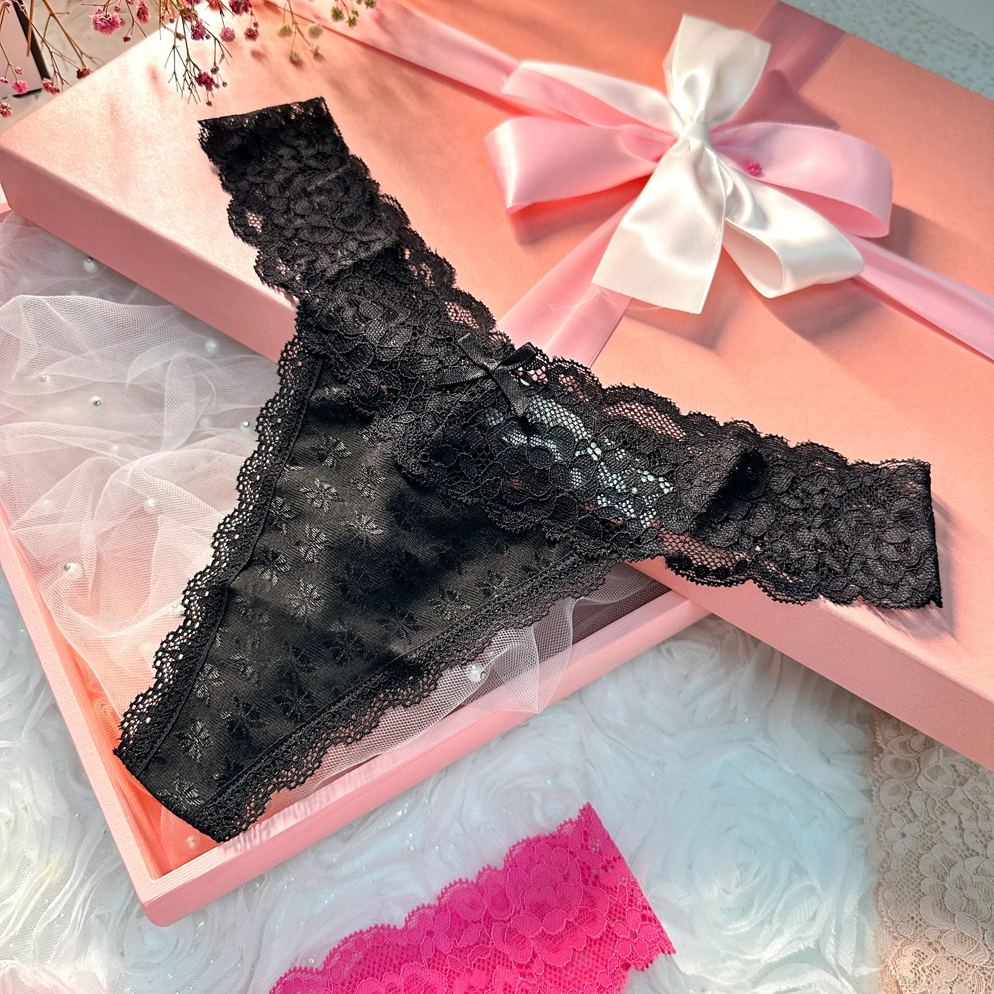 3 Pack T Back Lace Low Waist Cotton Seamless Thongs