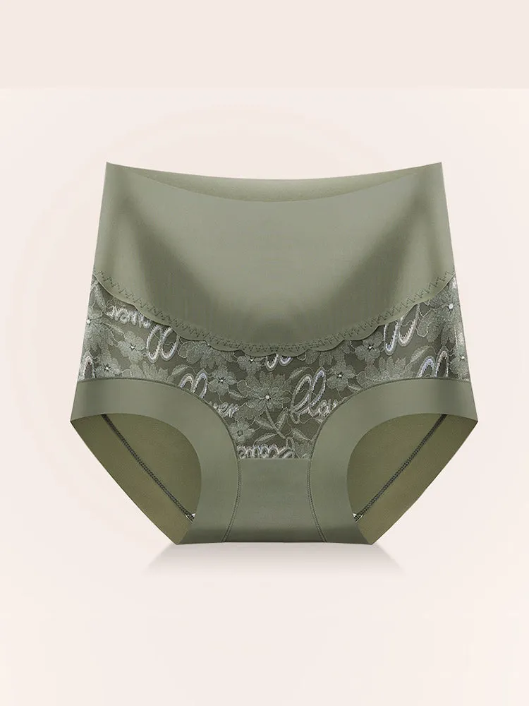 4 Pack Breathable High Waist Sexy Lace Ice Silk Seamless Panties