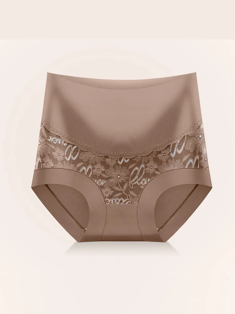 4 Pack Breathable High Waist Sexy Lace Ice Silk Seamless Panties
