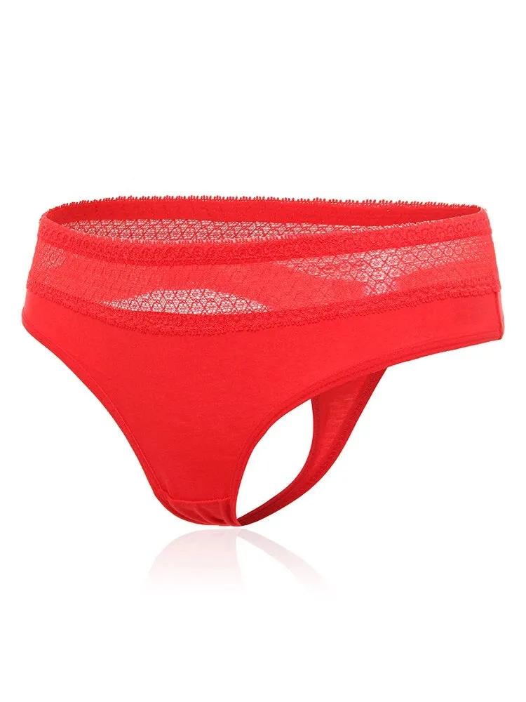 4-Pack Cotton Sexy Lace Thongs