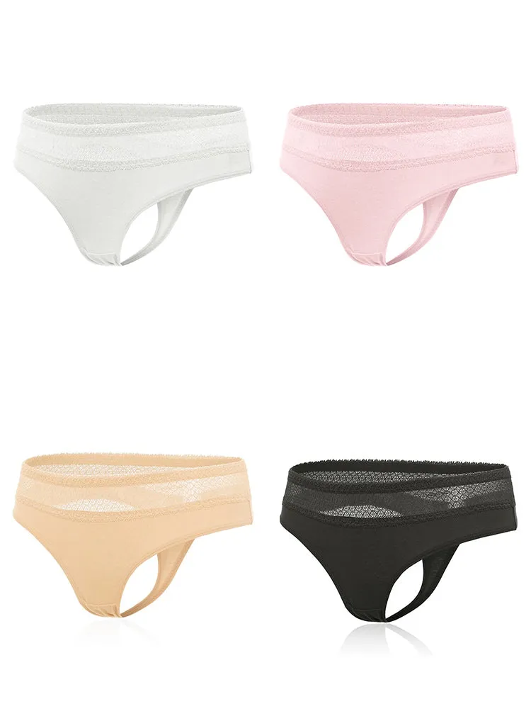 4-Pack Cotton Sexy Lace Thongs