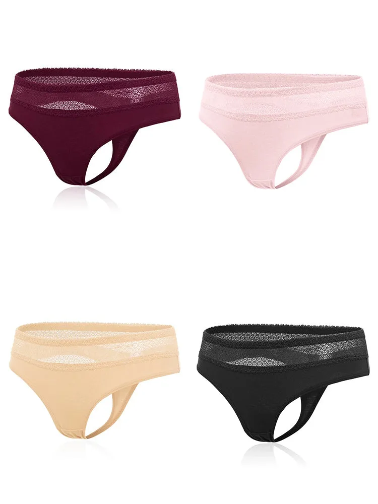 4-Pack Cotton Sexy Lace Thongs