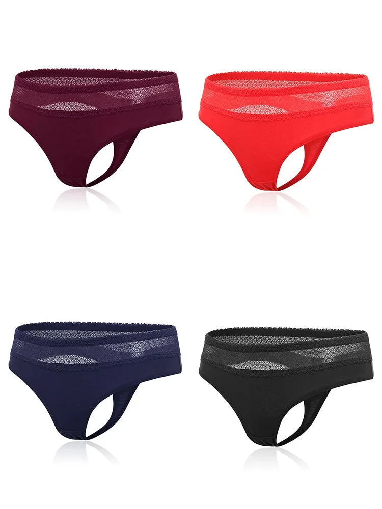 4-Pack Cotton Sexy Lace Thongs