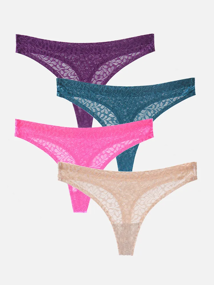 4-Pack Sexy Cotton Thong Seamless Women Underwear