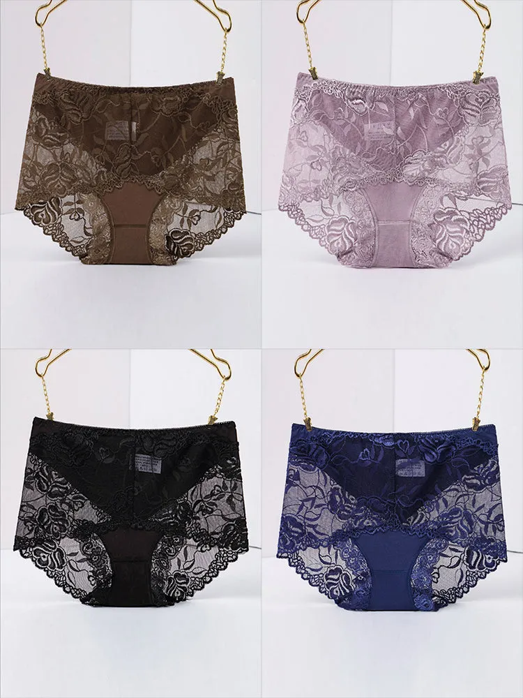 4-Pack Sexy Lace High Waist Briefs