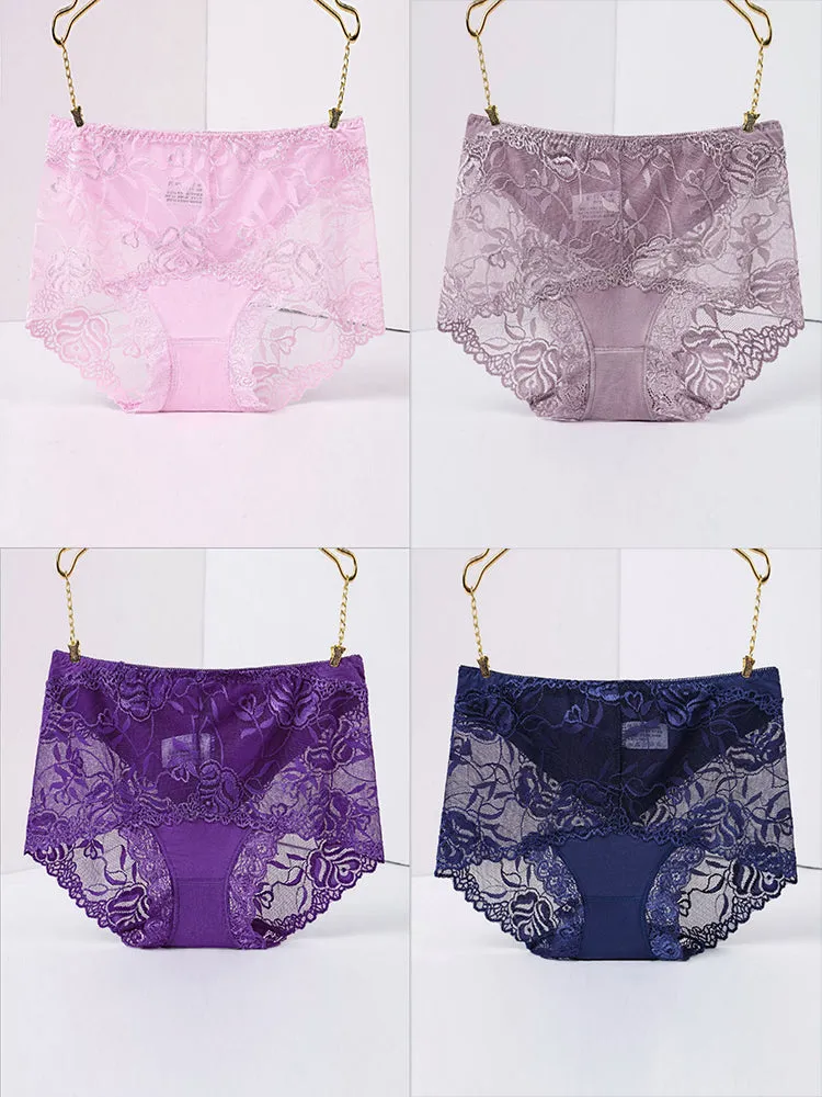 4-Pack Sexy Lace High Waist Briefs