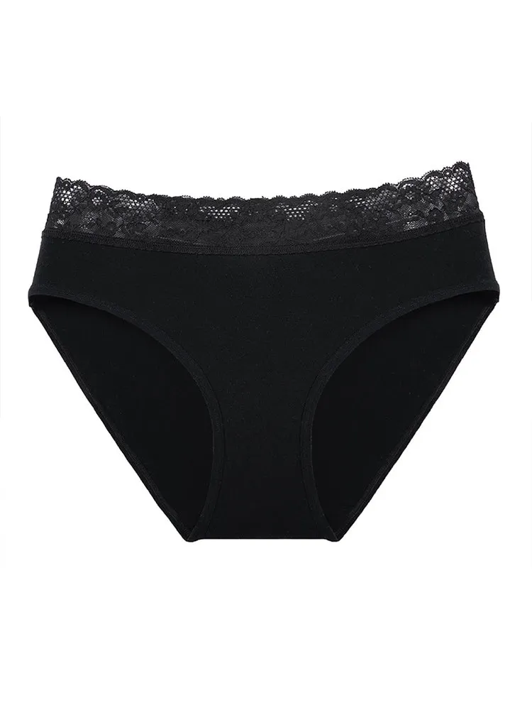 4 Packs Women's Flattering Lace Cotton Stretch Panties