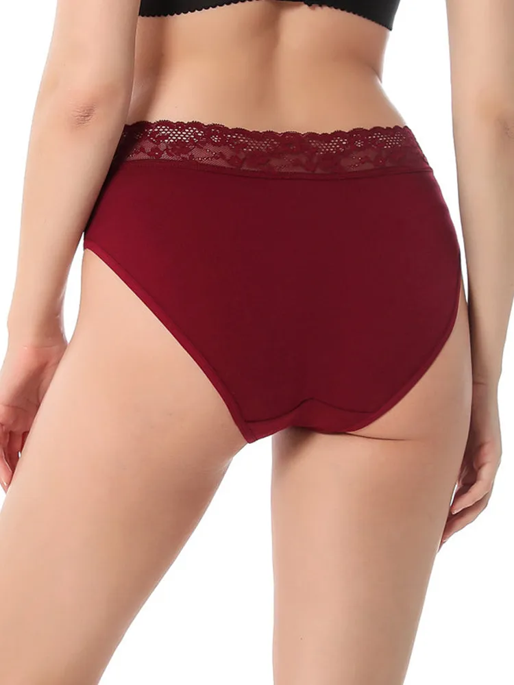 4 Packs Women's Flattering Lace Cotton Stretch Panties