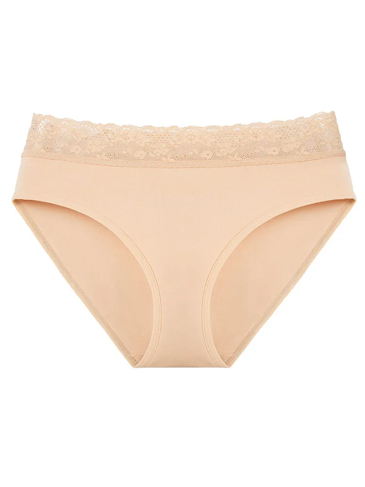 4 Packs Women's Flattering Lace Cotton Stretch Panties