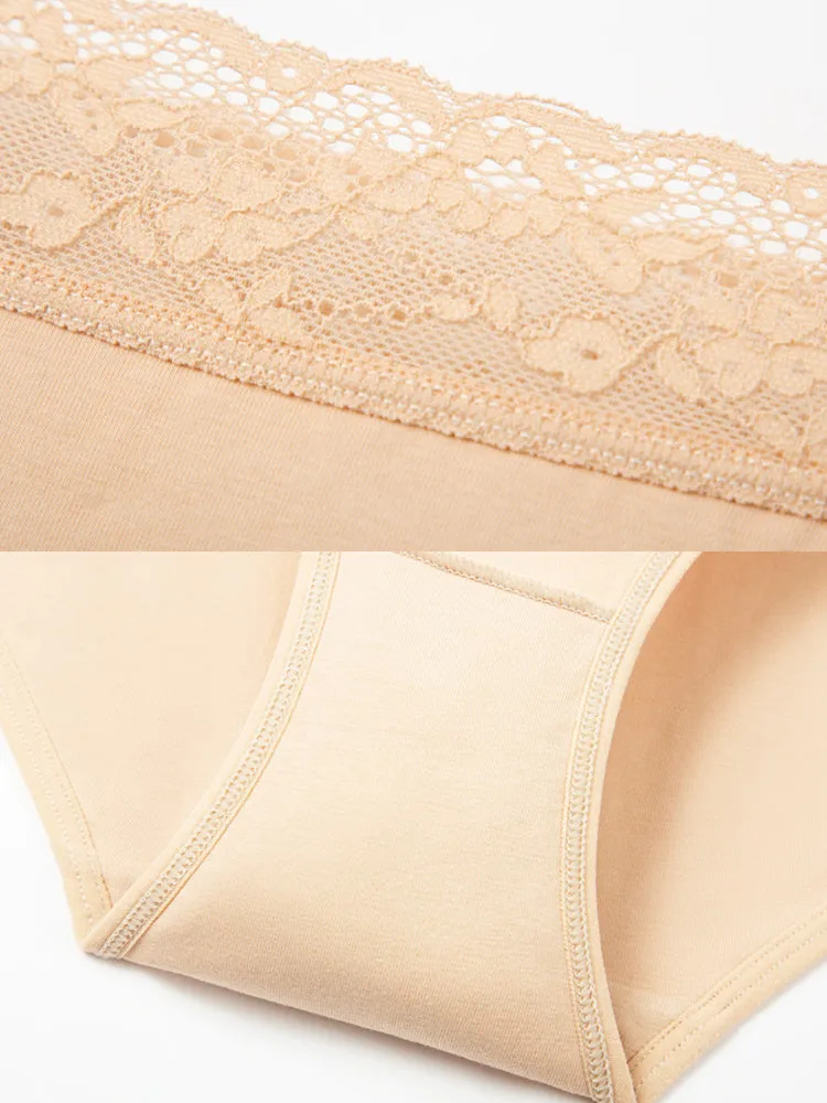 4 Packs Women's Flattering Lace Cotton Stretch Panties