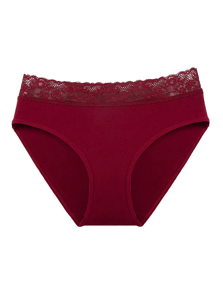 4 Packs Women's Flattering Lace Cotton Stretch Panties