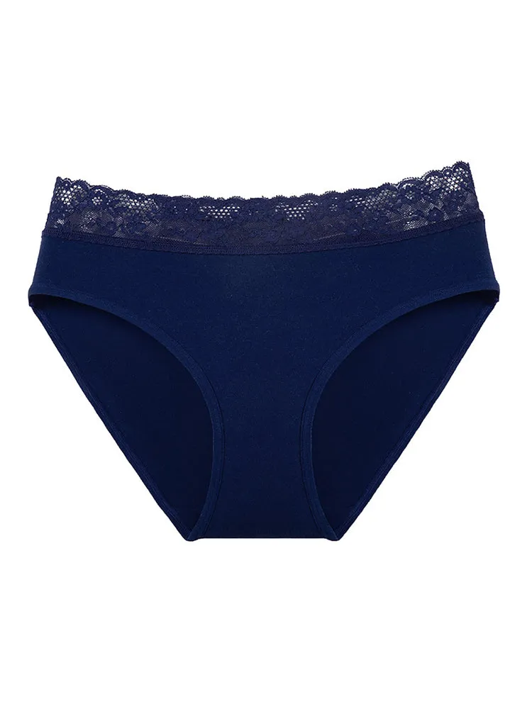 4 Packs Women's Flattering Lace Cotton Stretch Panties
