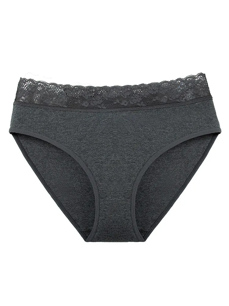 4 Packs Women's Flattering Lace Cotton Stretch Panties