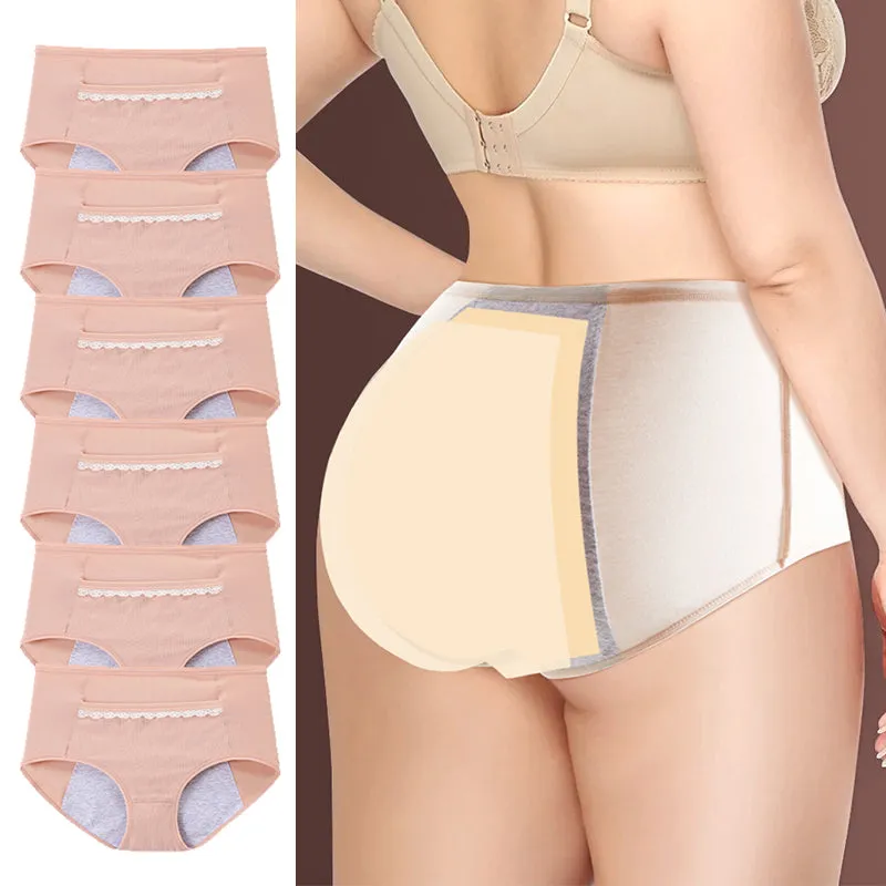 6-Pack Women Leakproof Menstrual Period Cotton Panties