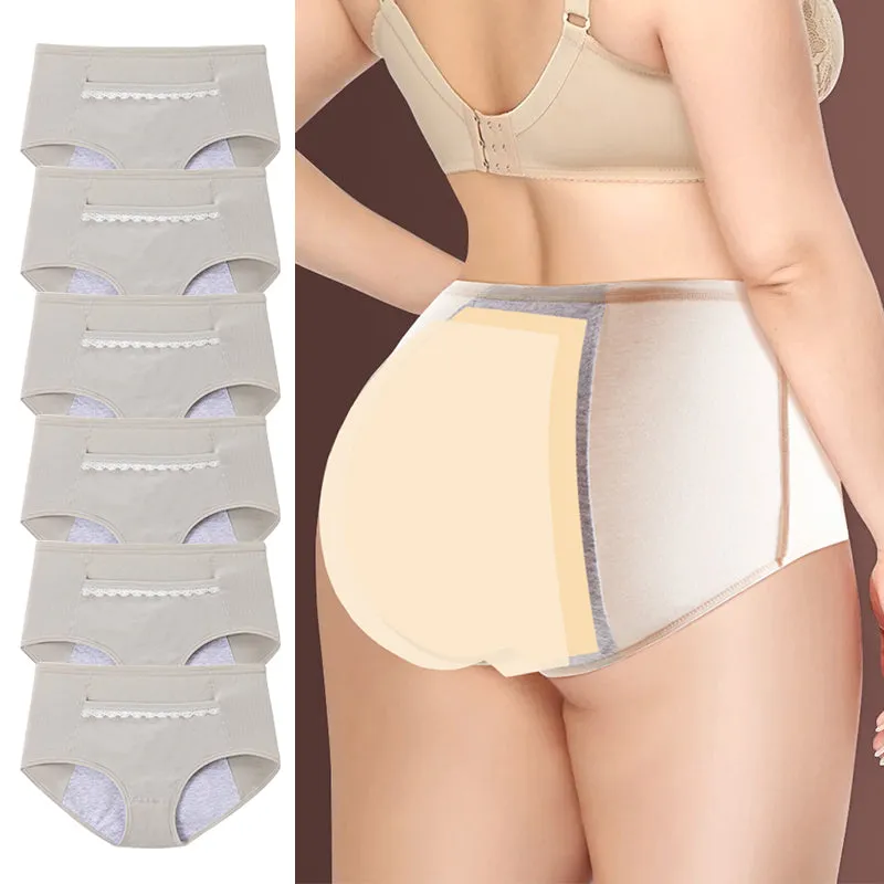6-Pack Women Leakproof Menstrual Period Cotton Panties