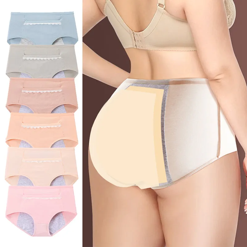 6-Pack Women Leakproof Menstrual Period Cotton Panties