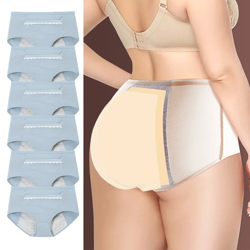 6-Pack Women Leakproof Menstrual Period Cotton Panties