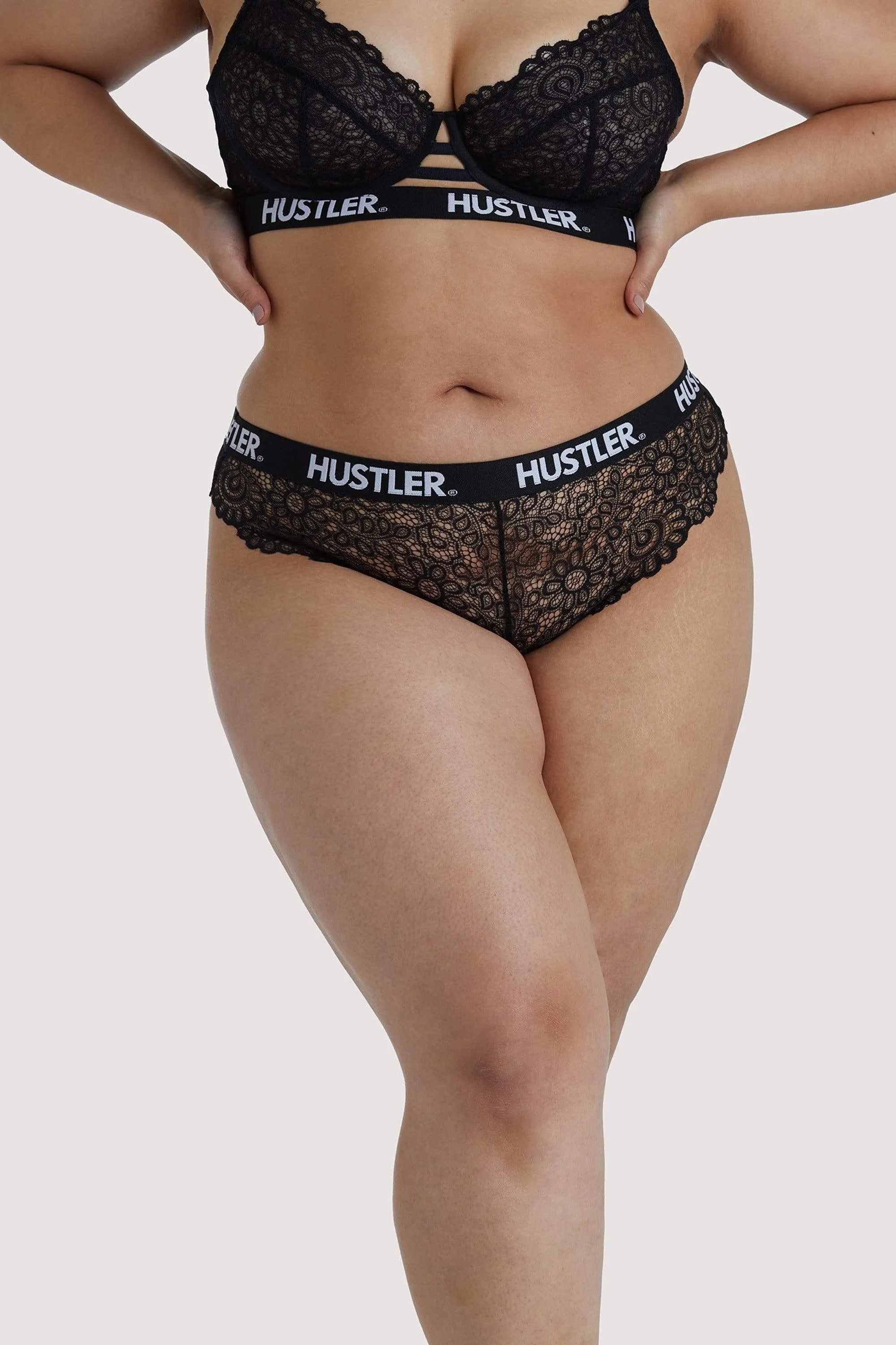 Branded Black Lace Brief
