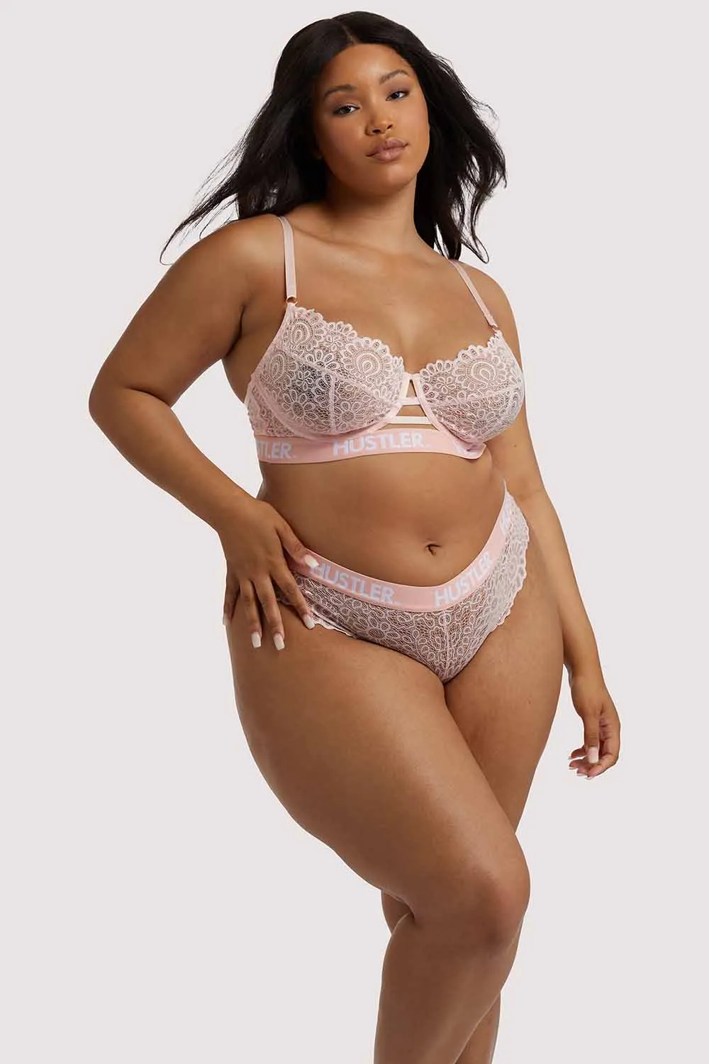 Branded Lace Brief Baby pink