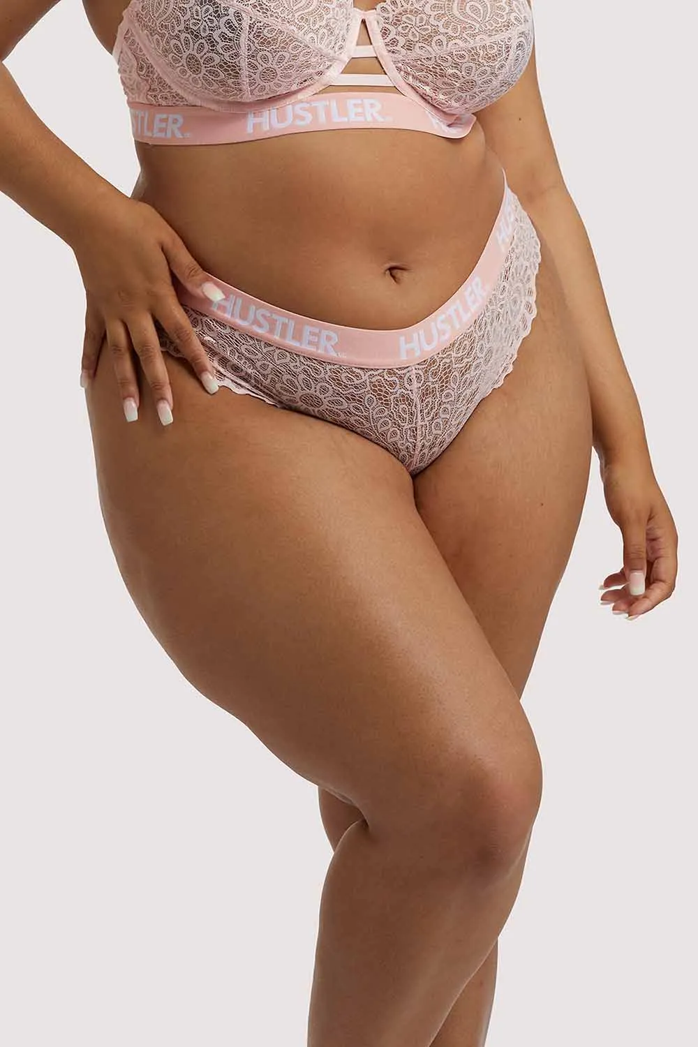 Branded Lace Brief Baby pink
