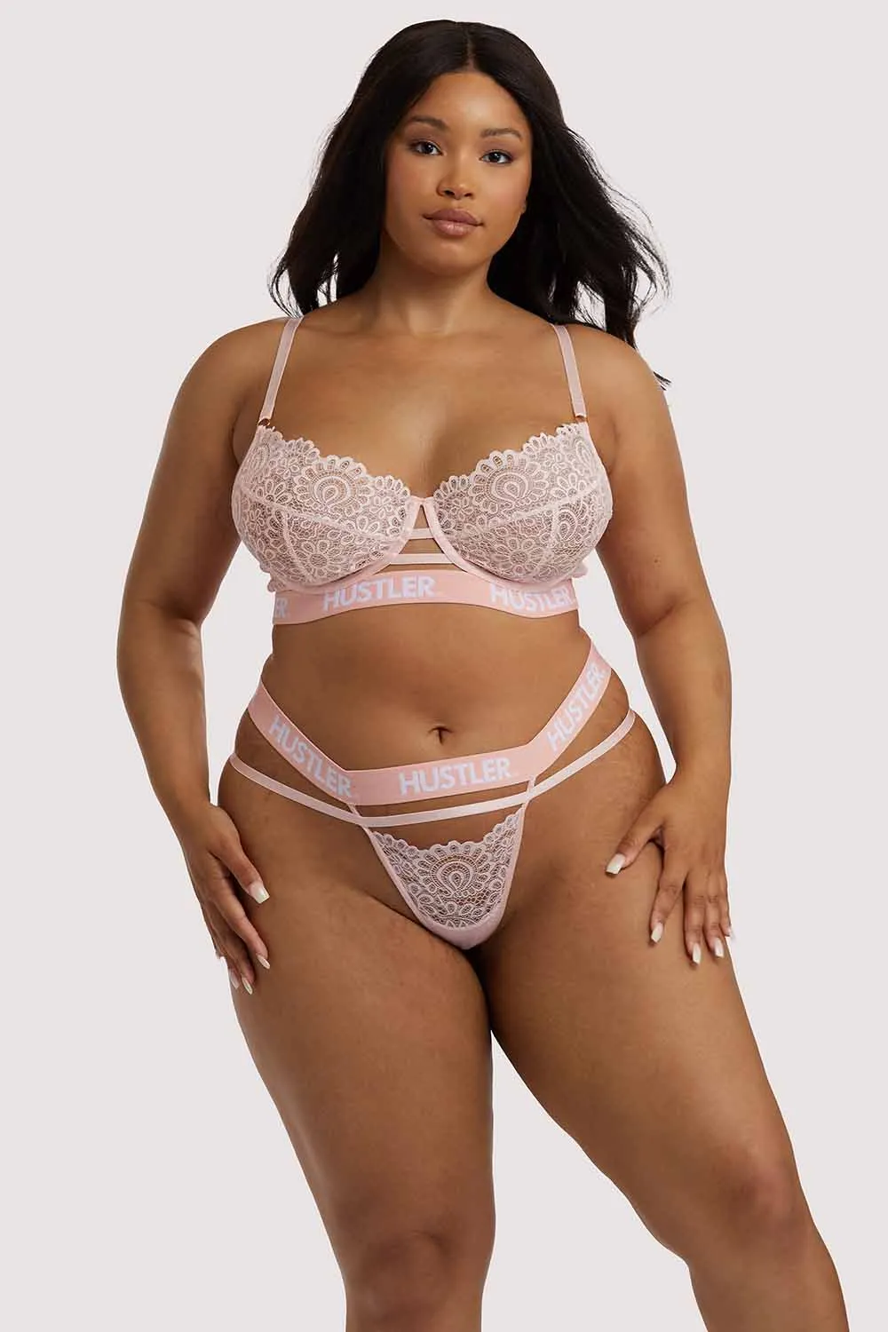 Branded Lace Thong Baby pink