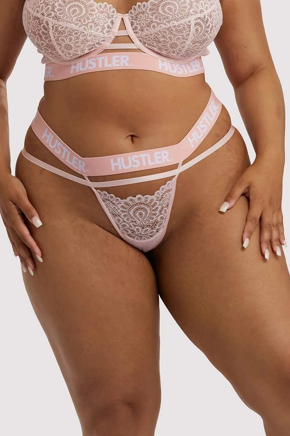 Branded Lace Thong Baby pink