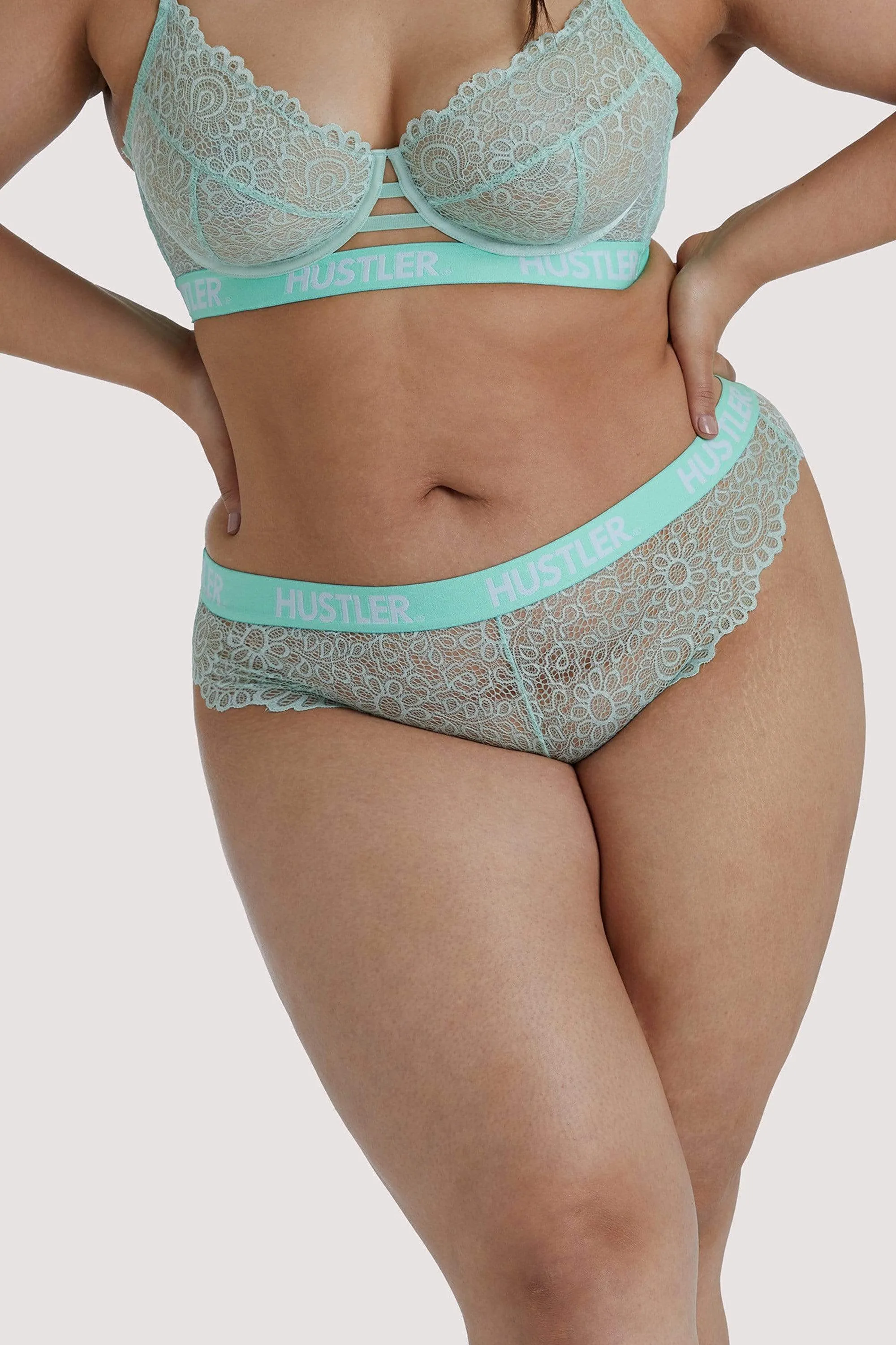 Branded Mint Lace Brief