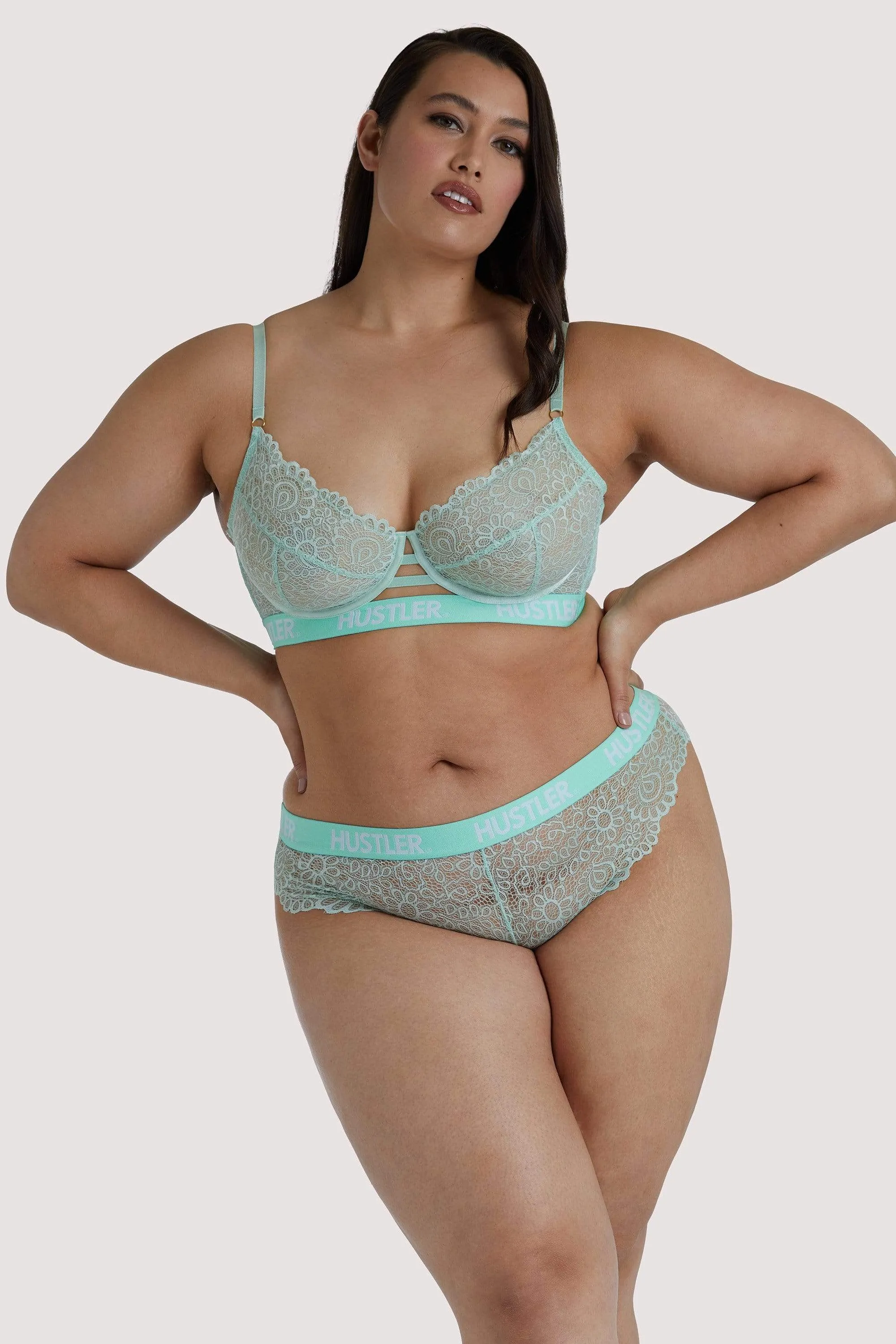 Branded Mint Lace Brief