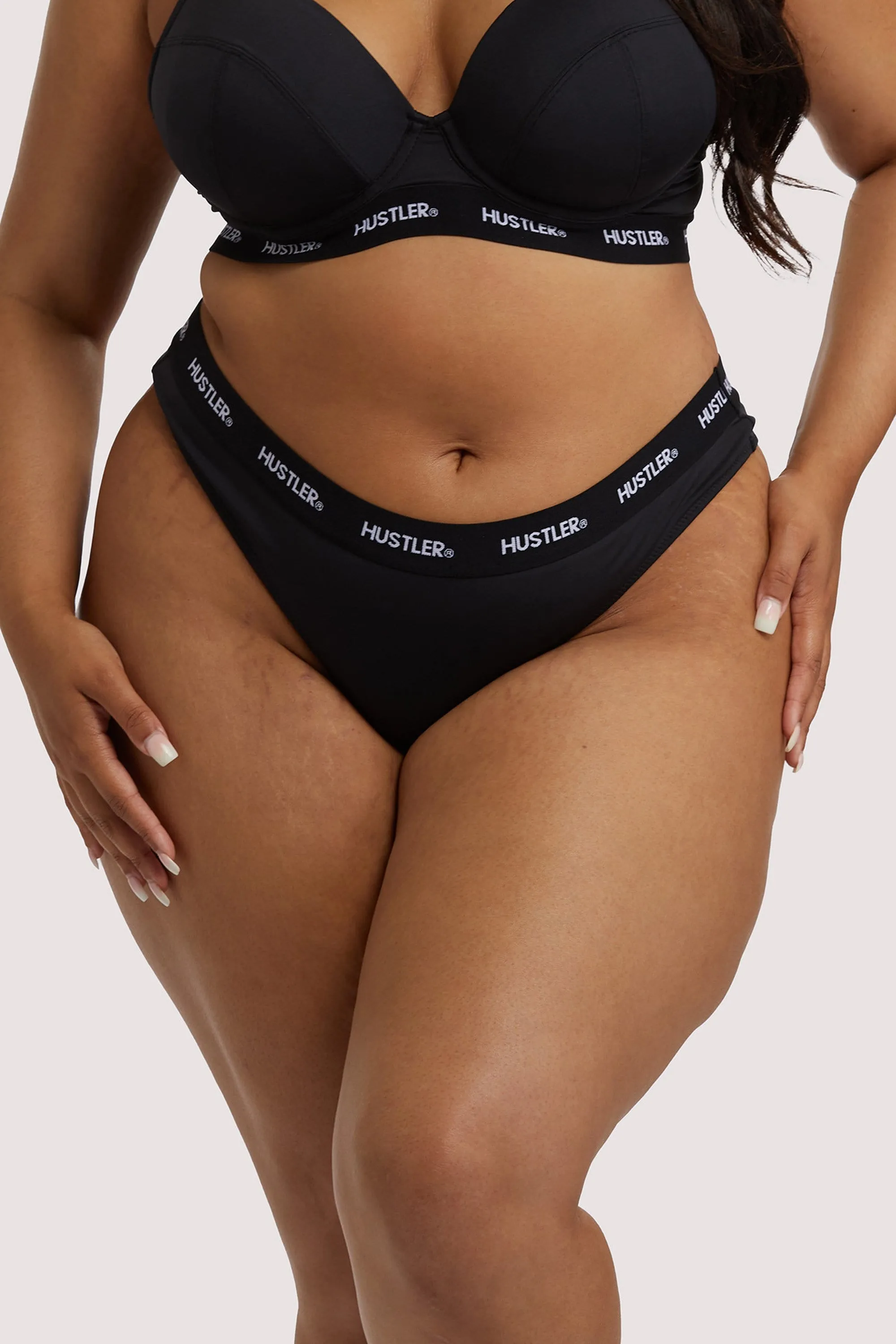 Branded Thong Black