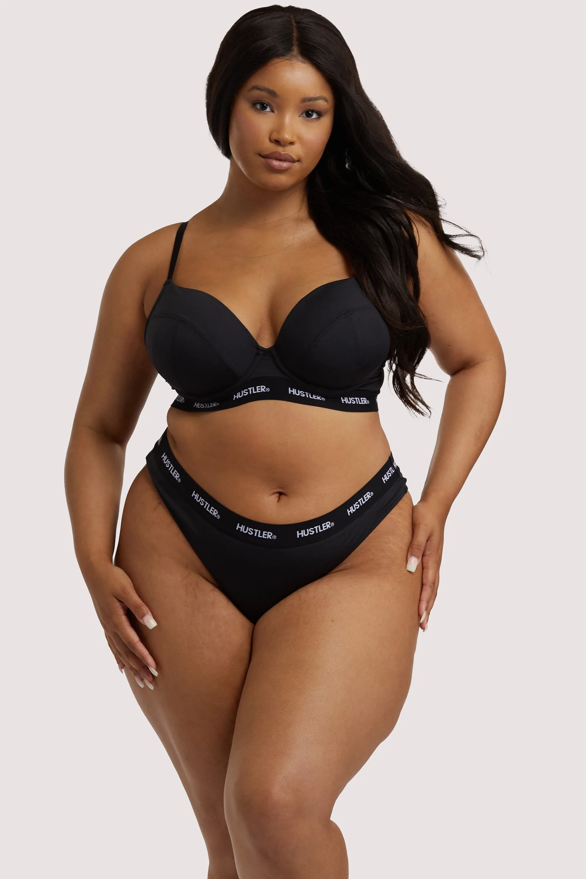 Branded Thong Black