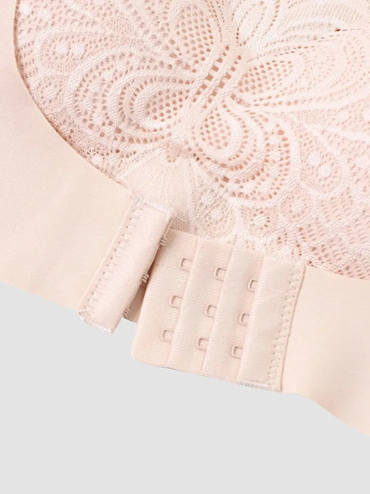 Butterfly Lace Front Closure Back Criss Cross Bras with Removable Pad