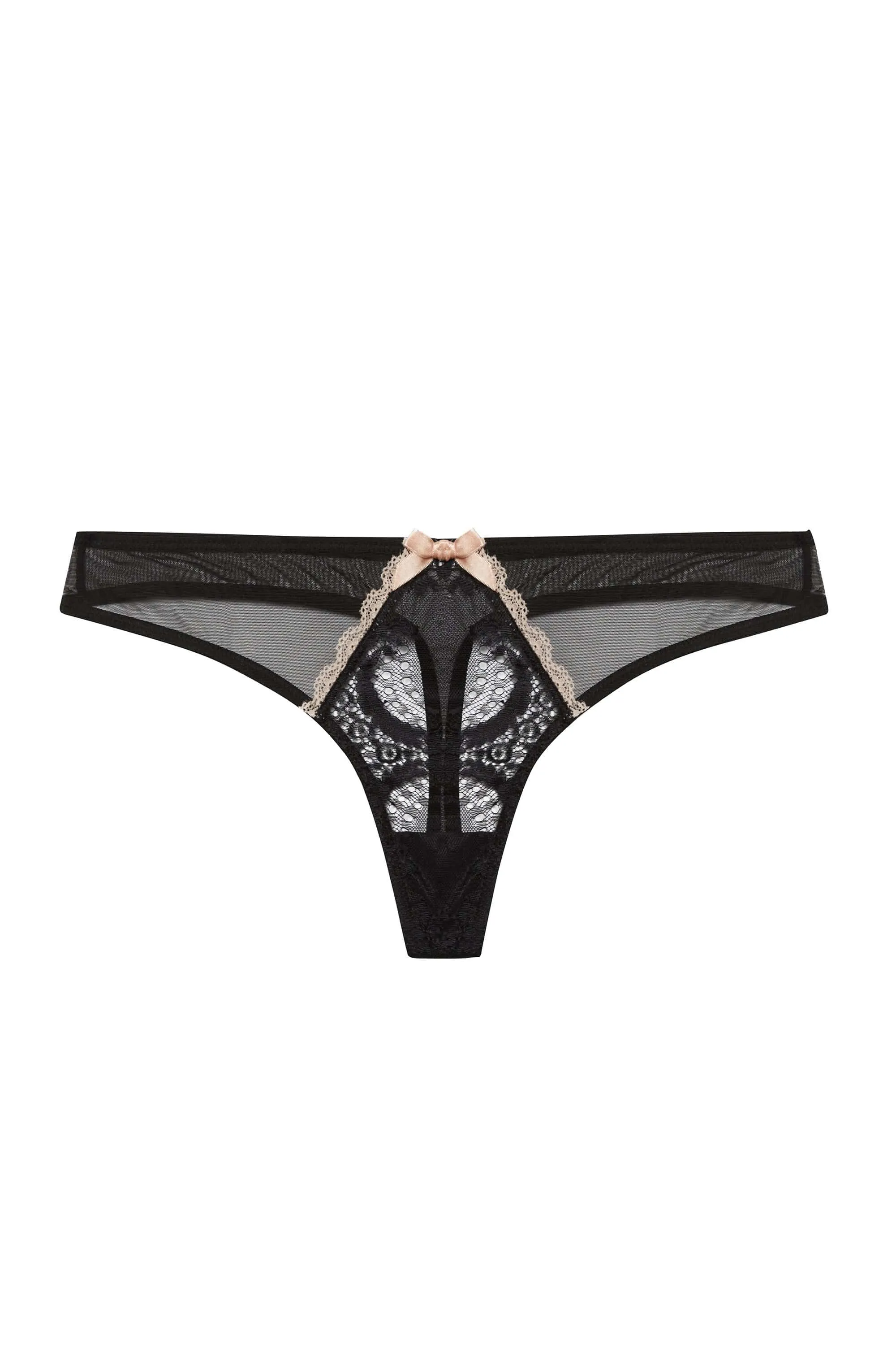 Caresse Black Lace Mesh Thong
