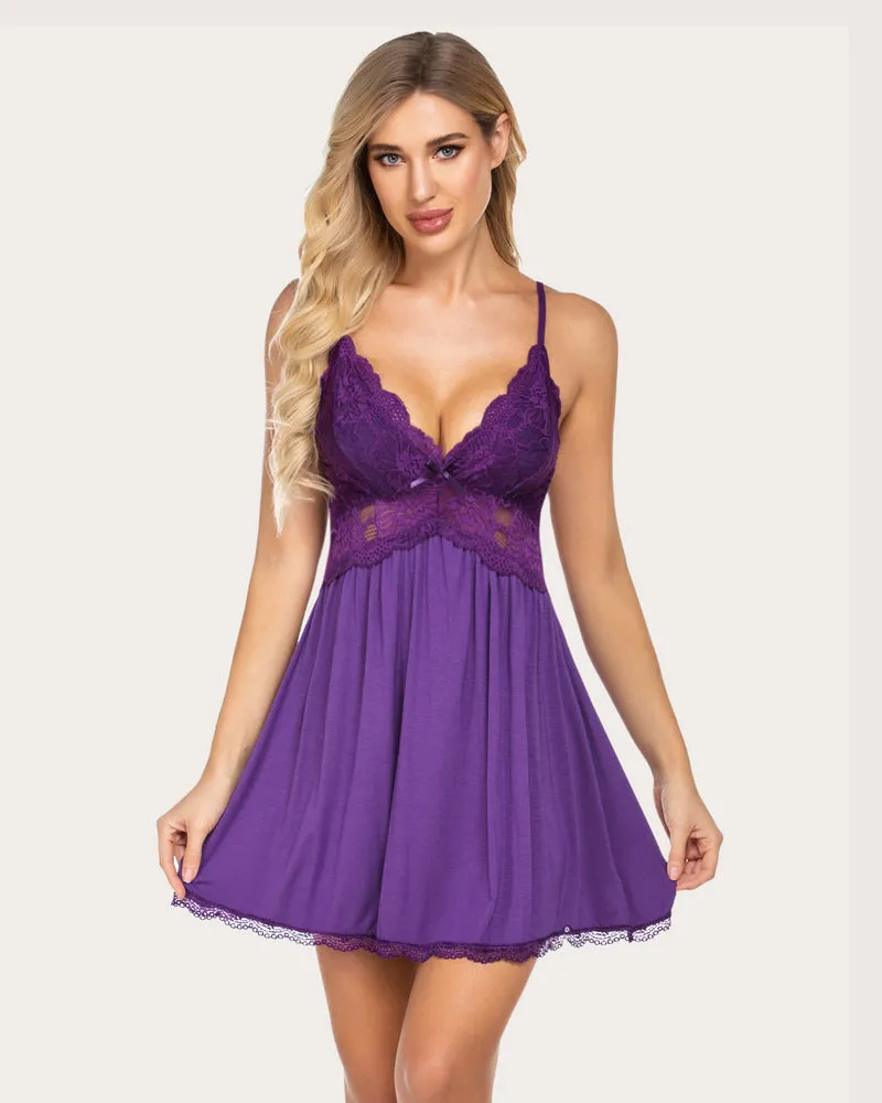 Christmas Lace Modal Full Slip Dress