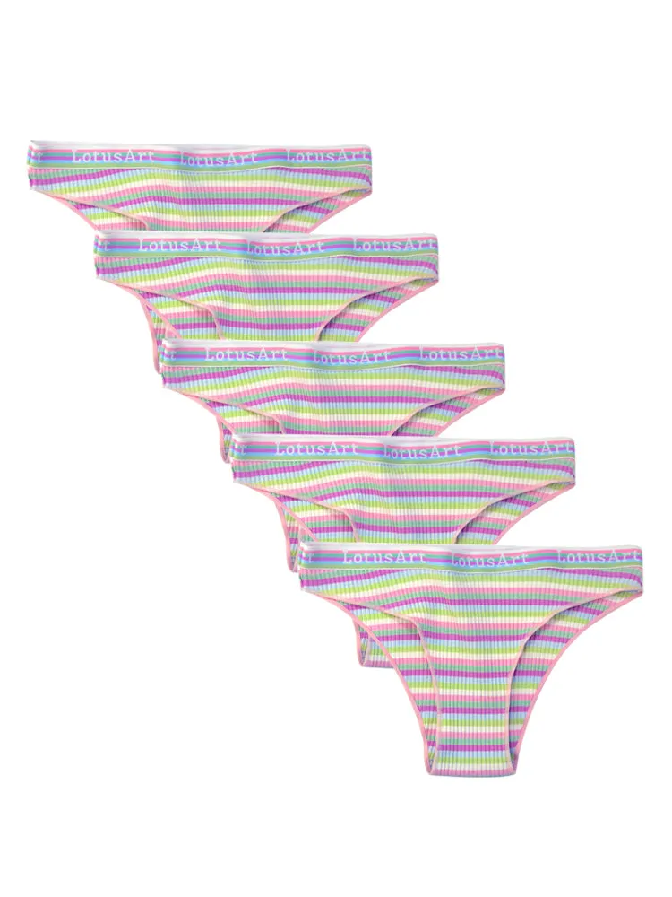 Colorful Striped Ribbed Cotton Briefs 