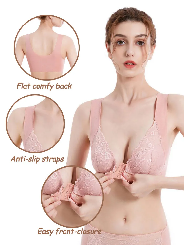 Comfort Front Close Lacy Wireless Bra