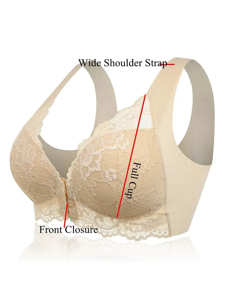Comfort Front Close Lacy Wireless Bra