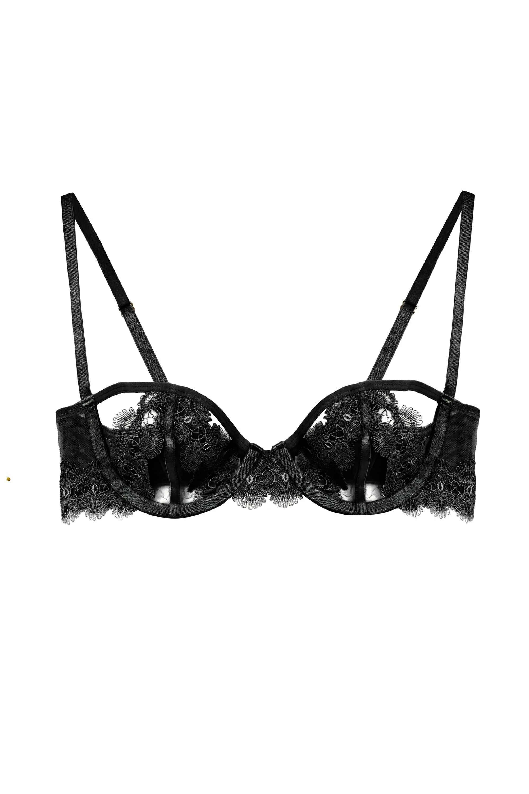 Cora Black Mesh And Trim Balconette Bra