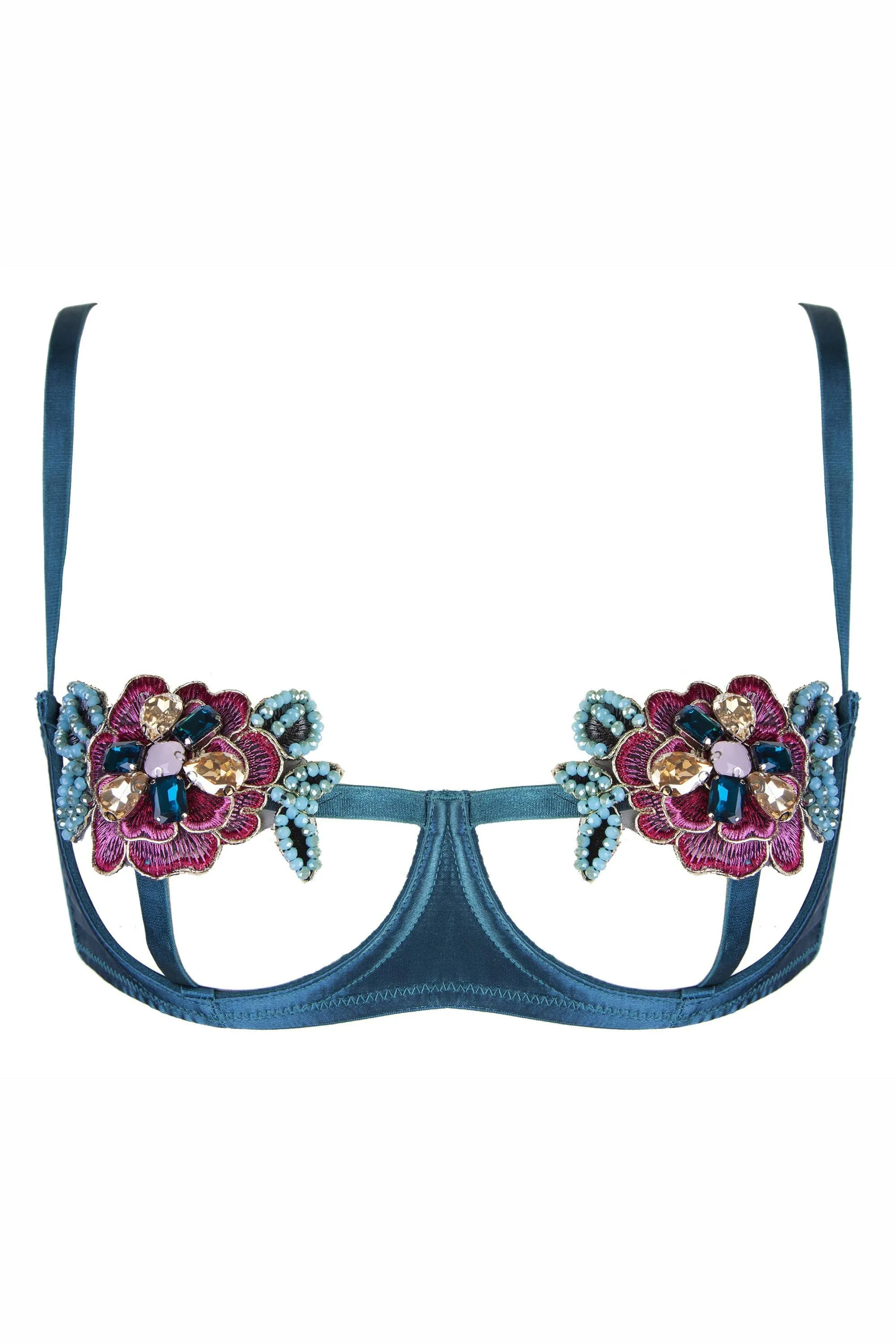 Eileen Jewelled Applique Open Cup Bra