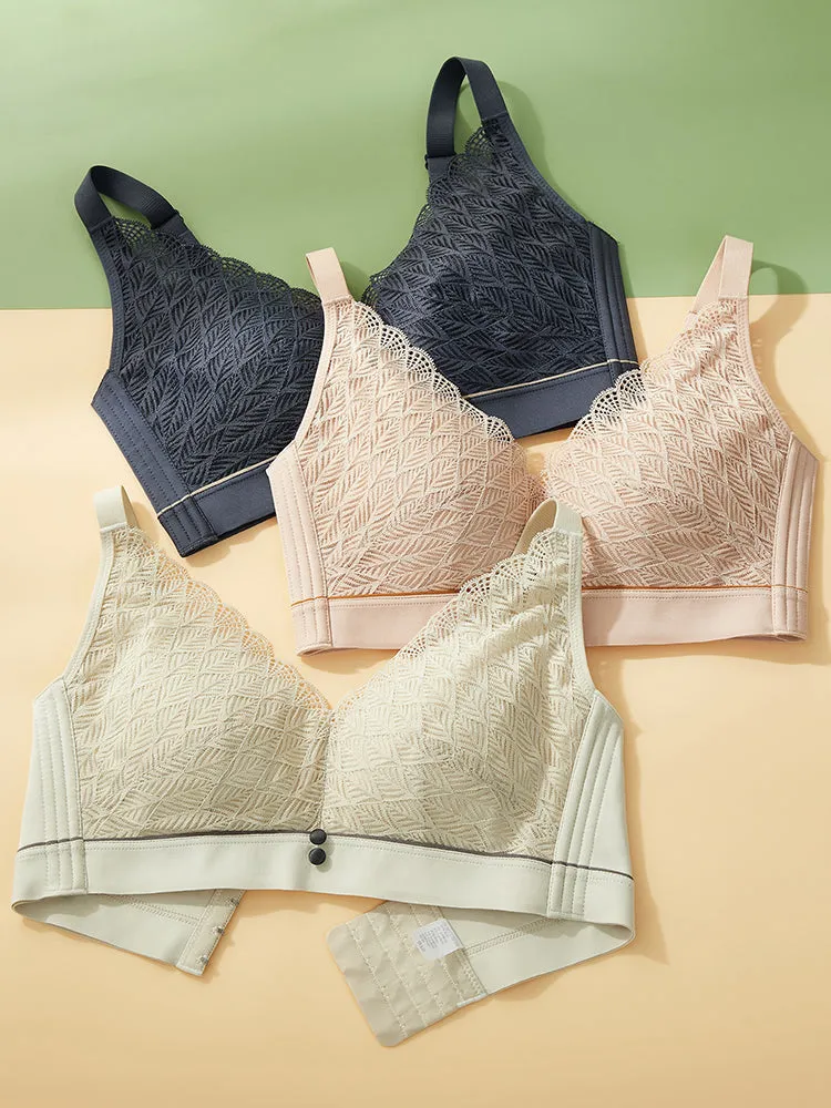 Elegant Lace Deep-V Push Up Everyday Wireless Bra