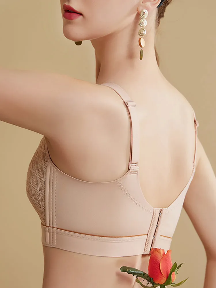 Elegant Lace Deep-V Push Up Everyday Wireless Bra
