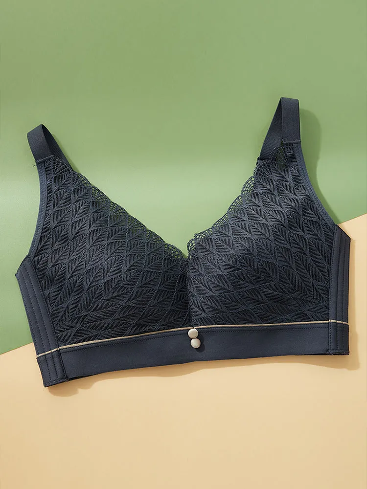 Elegant Lace Deep-V Push Up Everyday Wireless Bra