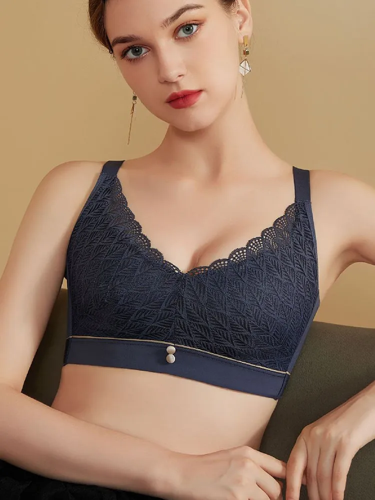 Elegant Lace Deep-V Push Up Everyday Wireless Bra