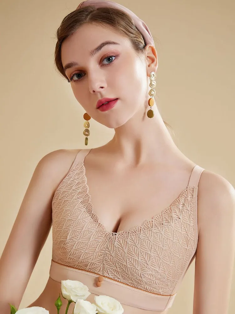 Elegant Lace Deep-V Push Up Everyday Wireless Bra