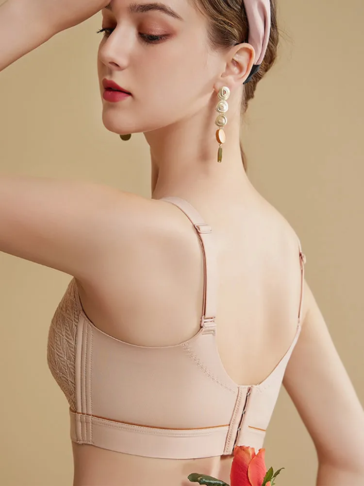 Elegant Lace Deep-V Push Up Everyday Wireless Bra