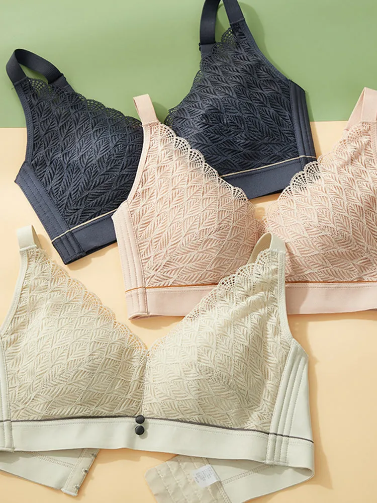 Elegant Lace Deep-V Push Up Everyday Wireless Bra
