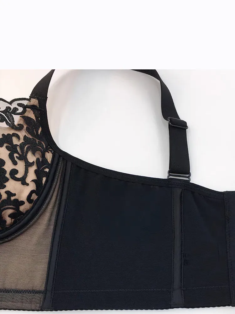 Elegant Solid Color Lace Side Support Longline Bra