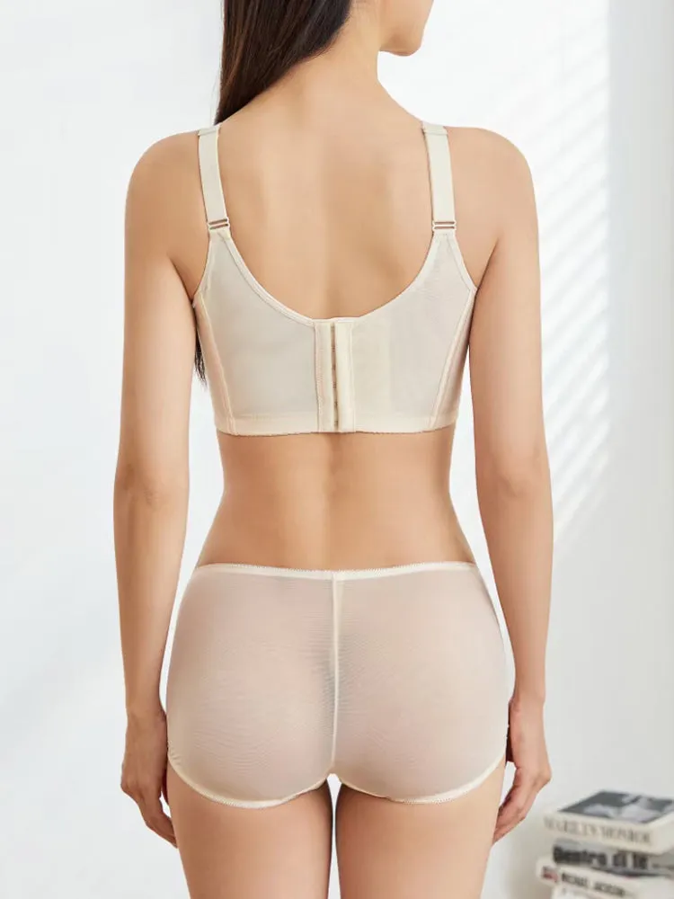 Elegant Solid Color Lace Side Support Longline Bra