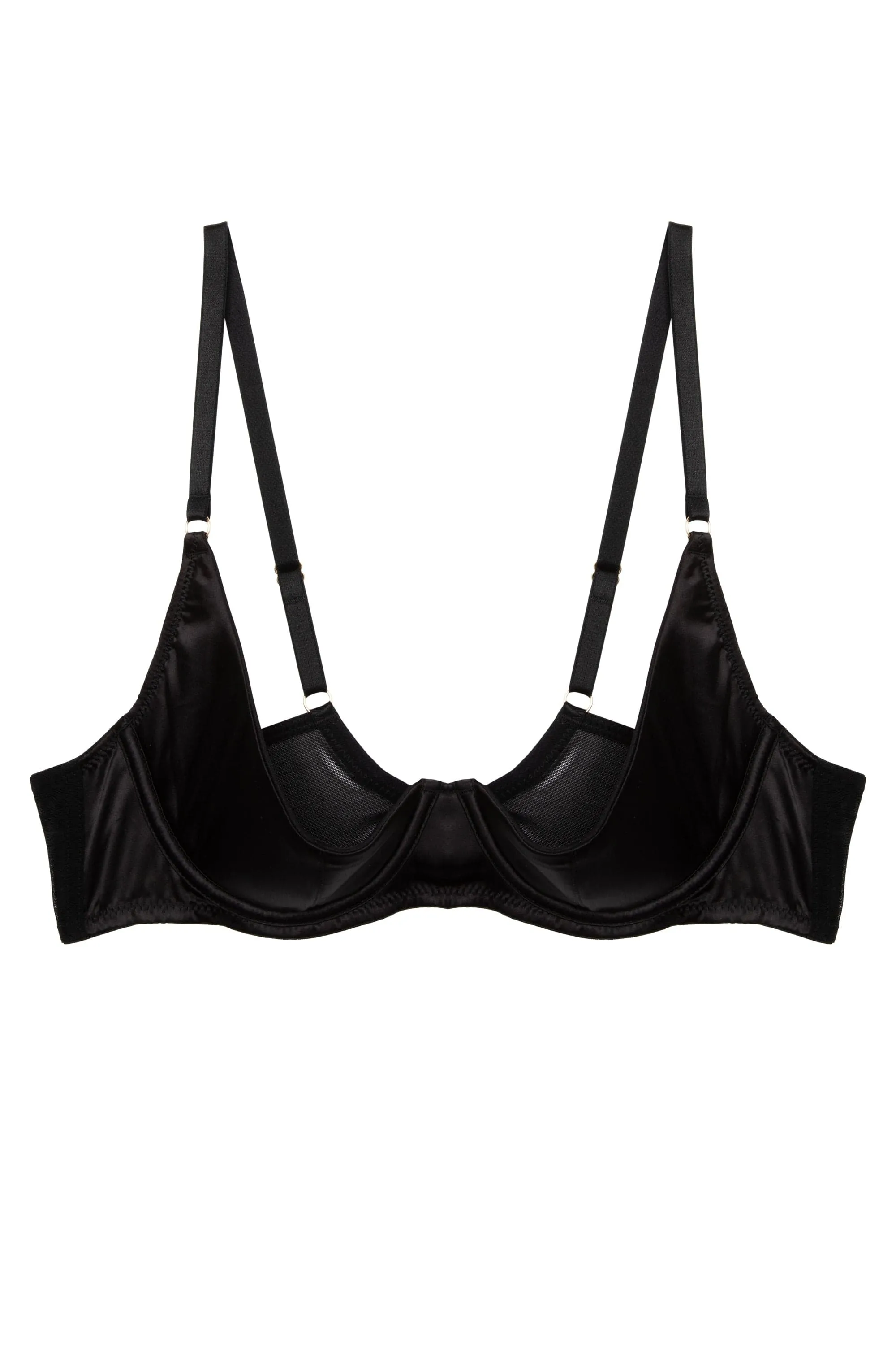 Etta Black Satin Quarter Cup Bra
