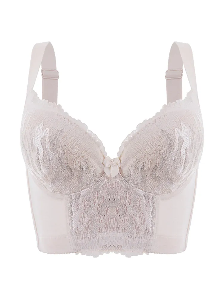 Exquisite Lace Push Up Longline Bra with Back Fat Coverage